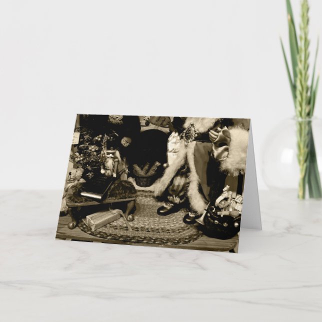 Carte Vintage Christmas Sepia Photo Holiday (Devant)