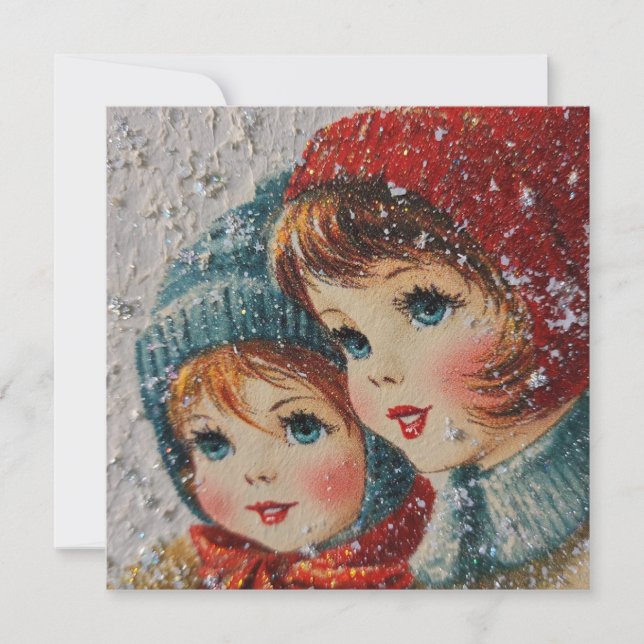Carte Vintage Christmas - Snowflake sisters (Devant)