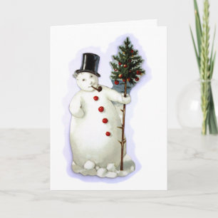 Carte Vintage Christmas Snowman