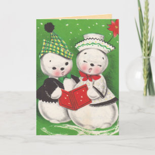 Carte Vintage Christmas Snowman