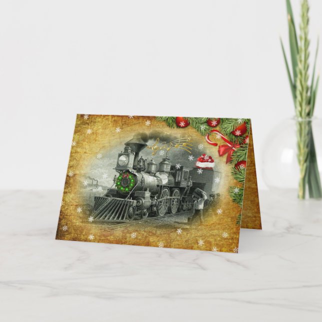 Carte Vintage Christmas Steam Train (Devant)