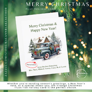 Carte Vintage Christmas Truck Flat Holiday