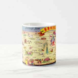 "Carte Vintage colorée du Kansas Mug