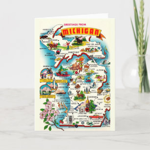 Carte Vintage colorée du Michigan