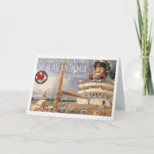 Carte Vintage Cruise Ship Bon Vayage Travel