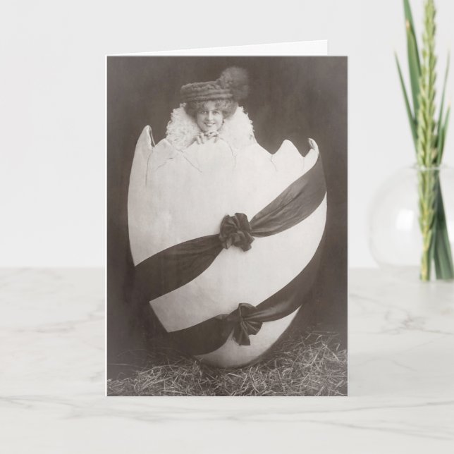 Carte Vintage Dame aux oeufs de Pâques (Devant)