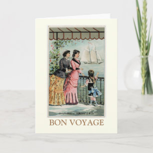 Carte Vintage Dames, Fille, Voilier Bon Voyage