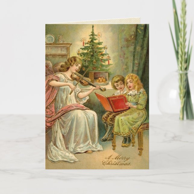 Carte vintage d'ange de Noël (Devant)