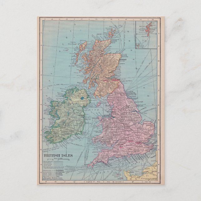 Carte vintage d'Angleterre (Devant)