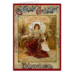 Carte vintage d'annonce de chocolat
