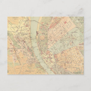 Carte vintage de Budapest Hongrie (1884)