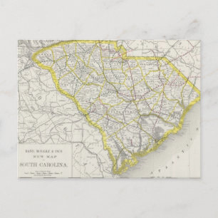 Carte vintage de Caroline du Sud (1889)