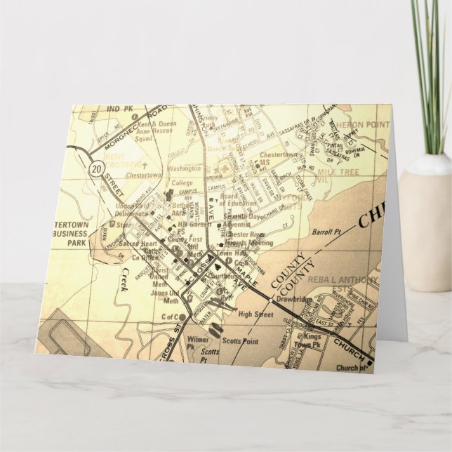 Carte Vintage de Chestertown, MD (Devant)