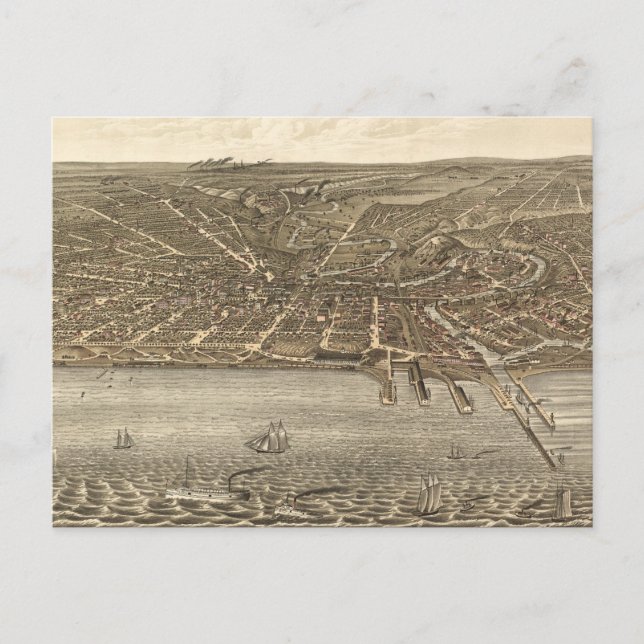 Carte vintage de Cleveland (1877) (Devant)