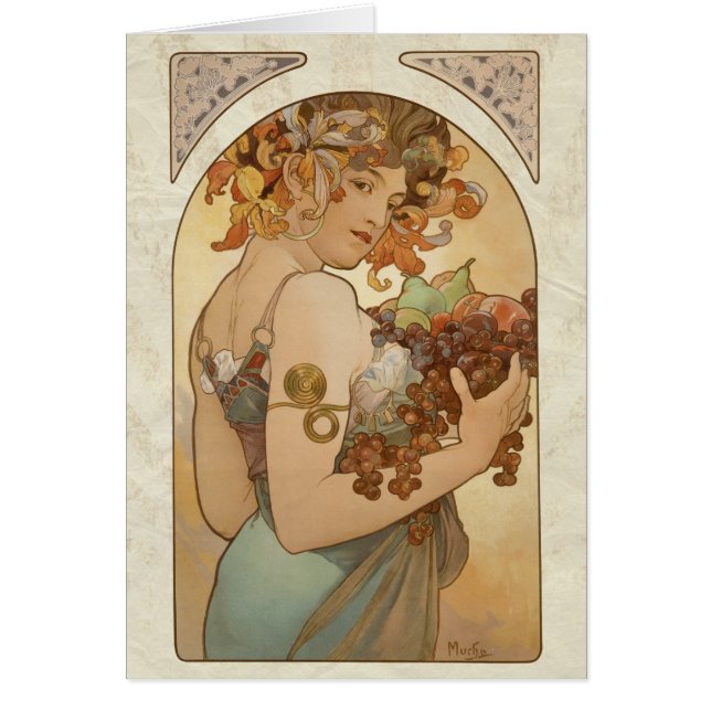 Carte vintage de conception de Mucha (Devant)
