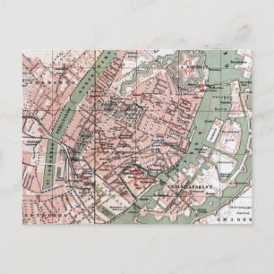 Carte vintage de Copenhague Danemark (1888)