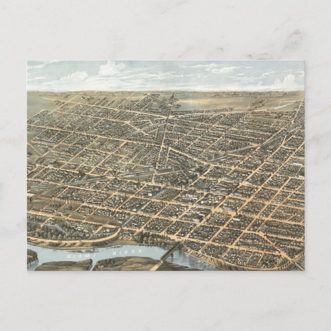 Carte vintage de Dayton Ohio (1870) (Devant)