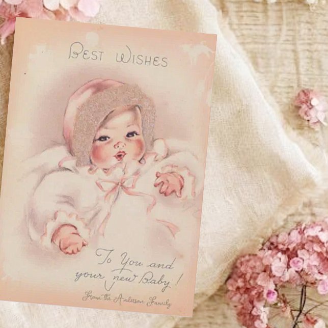 Carte vintage de félicitations pour bébé (Créateur téléchargé)
