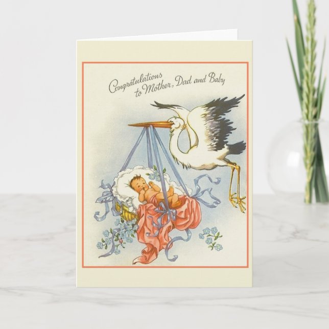 Carte vintage de félicitations pour bébé (Devant)
