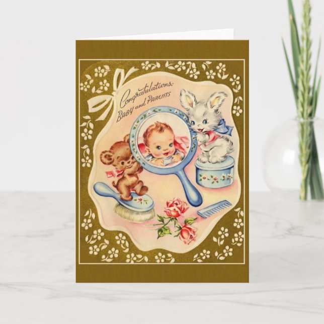 Carte vintage de félicitations pour bébé (Devant)