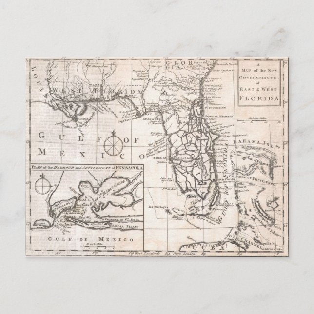 Carte vintage de Floride (1763) (Devant)