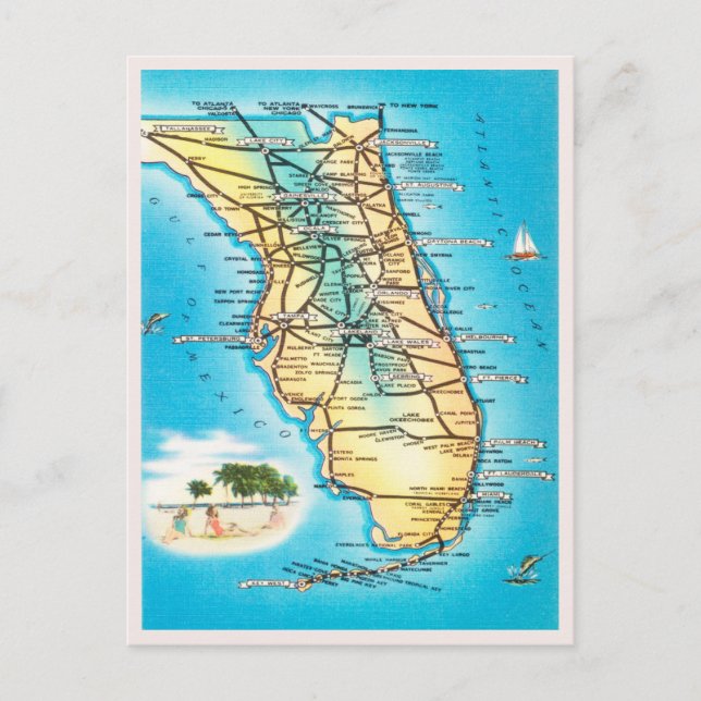 Carte vintage de Floride Voyage Carte postale (Devant)
