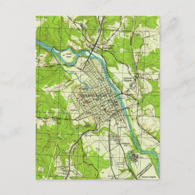 Carte vintage de Fredericksburg Virginie (1944) (Devant)