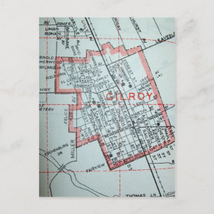 Carte Vintage de Gilroy, CA