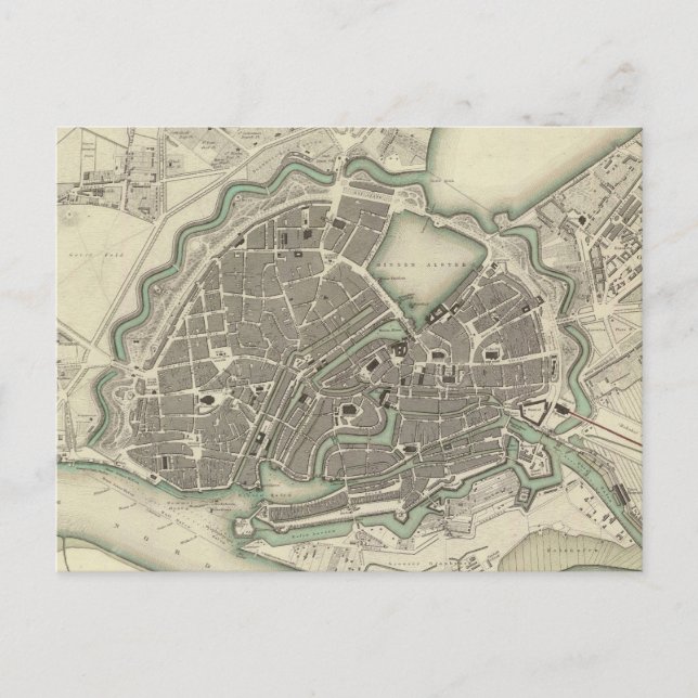 Carte vintage de Hambourg Allemagne (1841) (Devant)