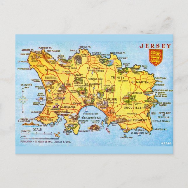 Carte vintage de Jersey (Devant)