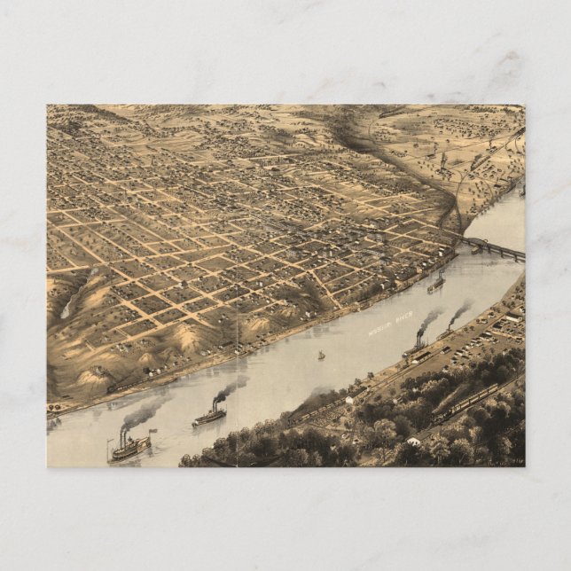 Carte vintage de Kansas City (1869) (Devant)