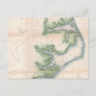 Carte vintage de la côte de Caroline du Nord (1875