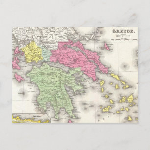 Carte vintage de la Grèce (1853)