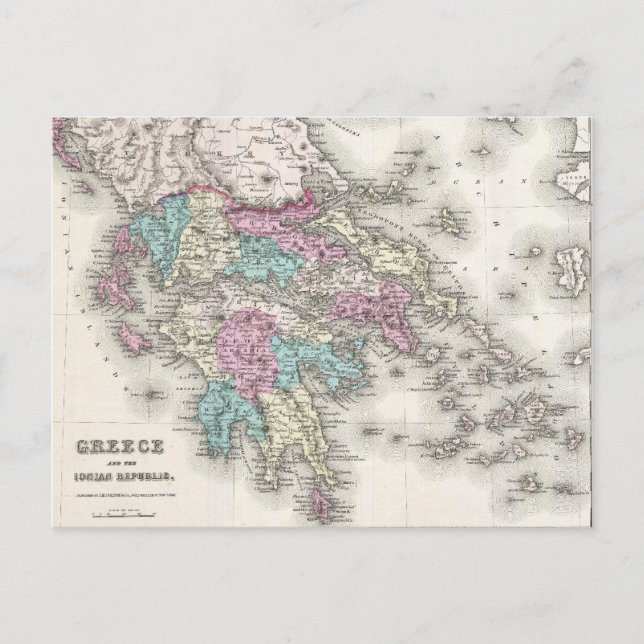 Carte vintage de la Grèce (1855) (Devant)