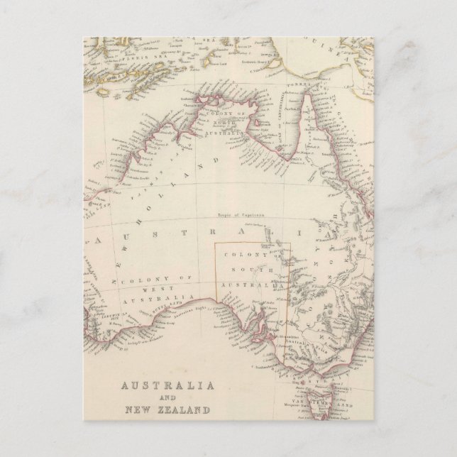 Carte vintage de l'Australie (1848) (Devant)