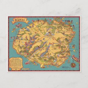 Carte vintage de l'île de Kauai