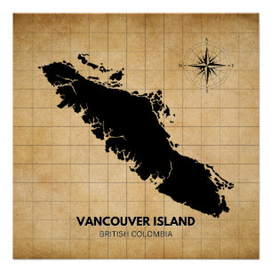 Carte Vintage de l'île de Vancouver Poster simple