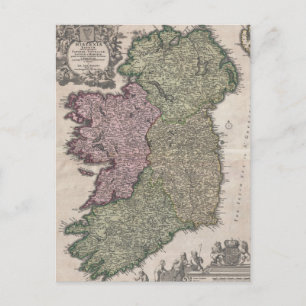Carte vintage de l'Irlande (1716)