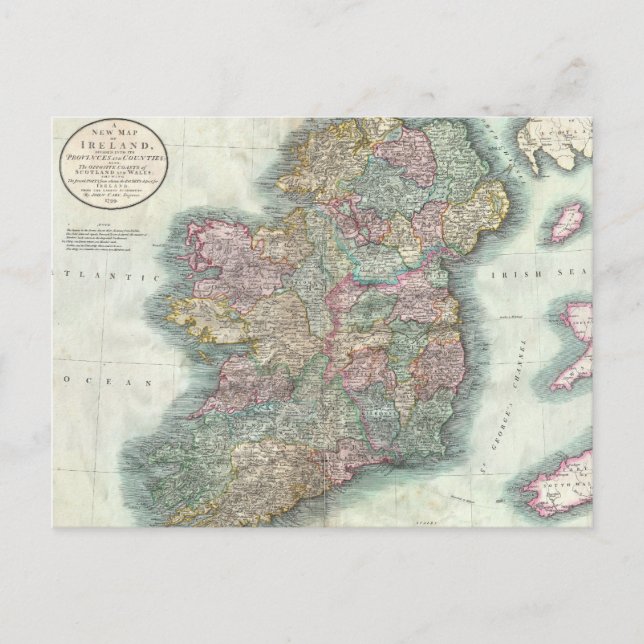 Carte vintage de l'Irlande (1799) (Devant)
