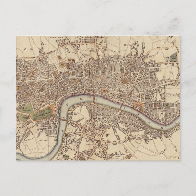 Carte vintage de Londres Angleterre (1807) (Devant)