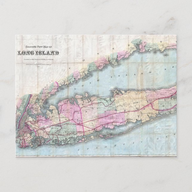 Carte vintage de Long Island (1880) (Devant)