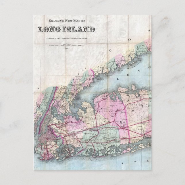 Carte vintage de Long Island (1880) (Devant)