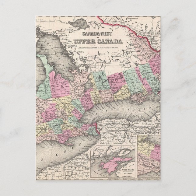 Carte vintage de l'Ontario (1857) (Devant)