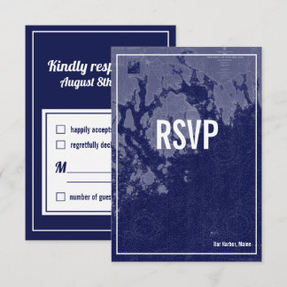 Carte Vintage de mariage RSVP Bar Harbour Maine