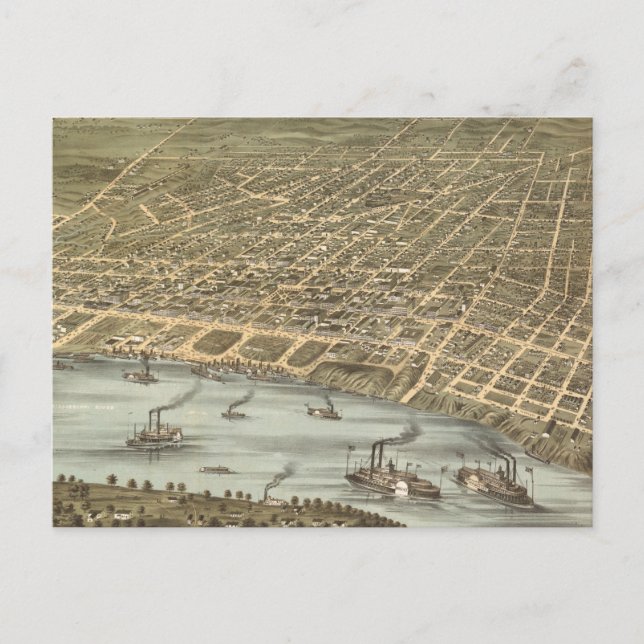 Carte vintage de Memphis Tennessee (1870) (Devant)
