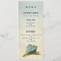 Carte vintage de menu de mariage de coquillage