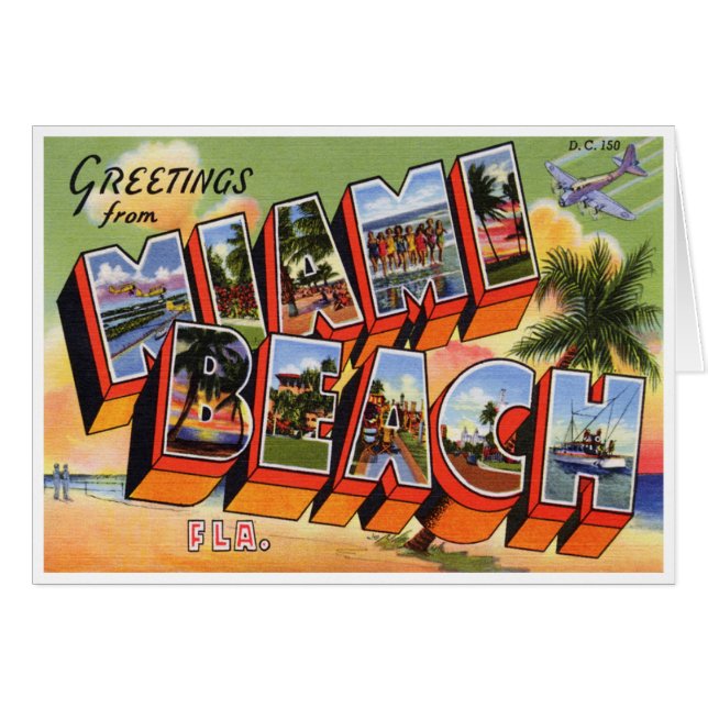 Carte vintage de Miami Beach (Devant Horizontal)