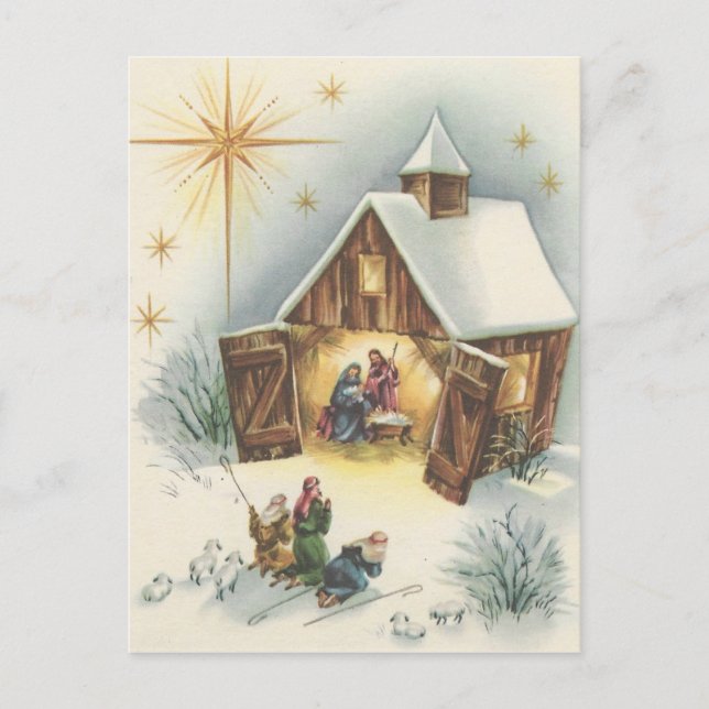 Carte vintage de nativité de Noël (Devant)