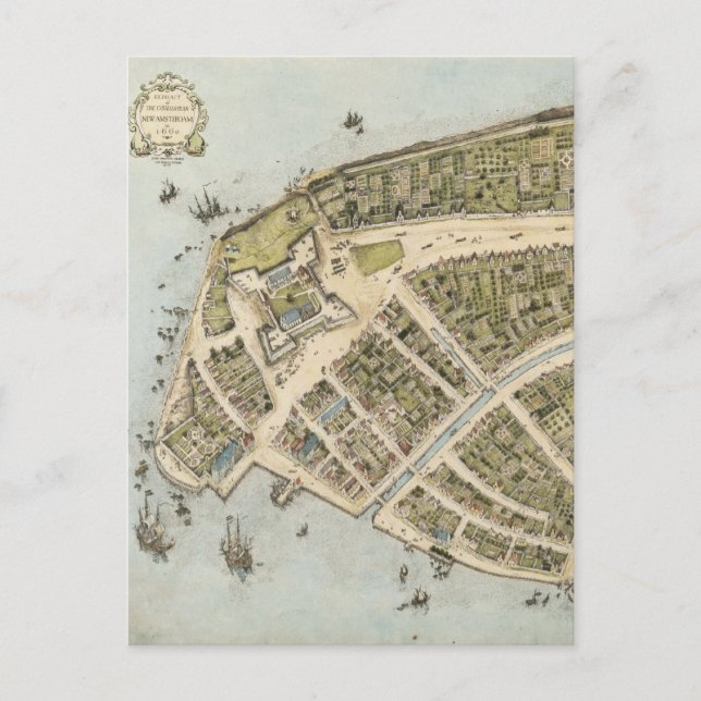 Carte vintage de New Amsterdam (1660) (Devant)