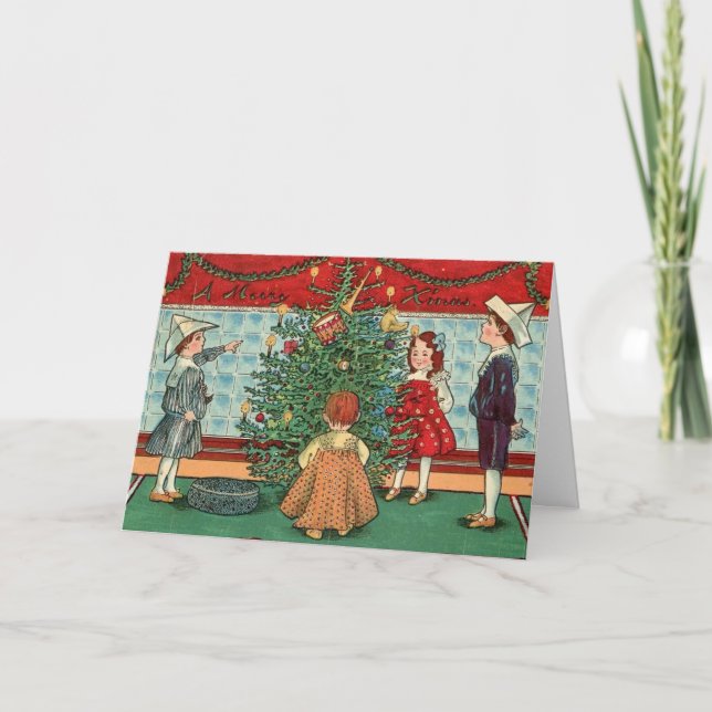 Carte Vintage de Noël pour enfants (Devant)